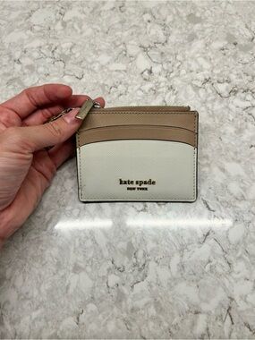 kate spade Two-Tone Beige & Cream Card Case with Zip